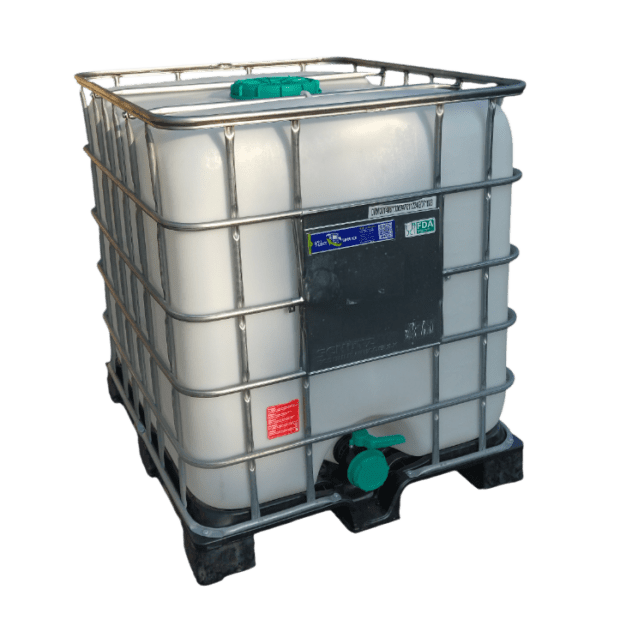 IBC CONTAINER RE-USED 1000L AFTER FOOD, WITHOUT UN, PLASTIC PALLET 225/80 MM