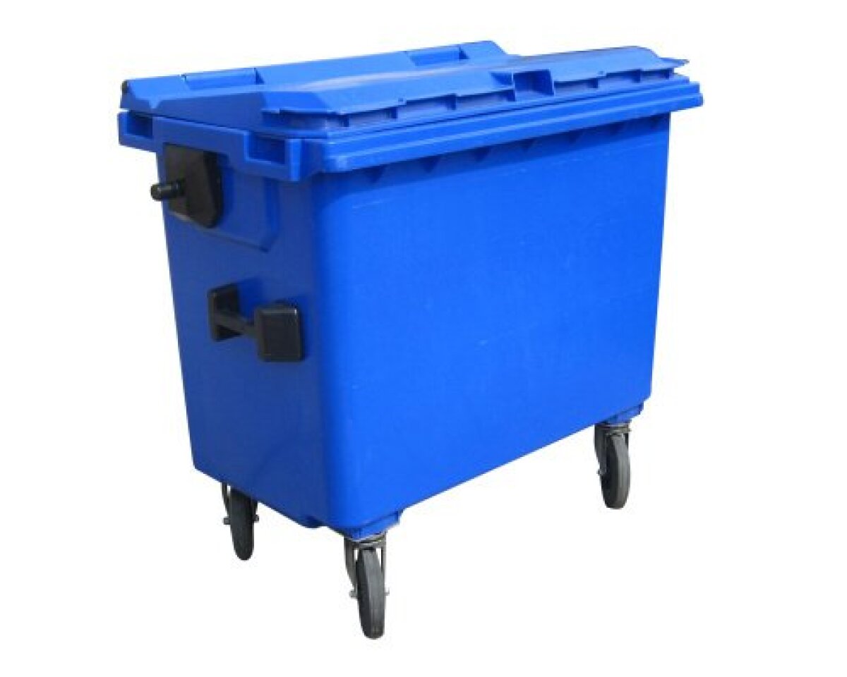 660L outdoor plastic trash bin waste container with wheels