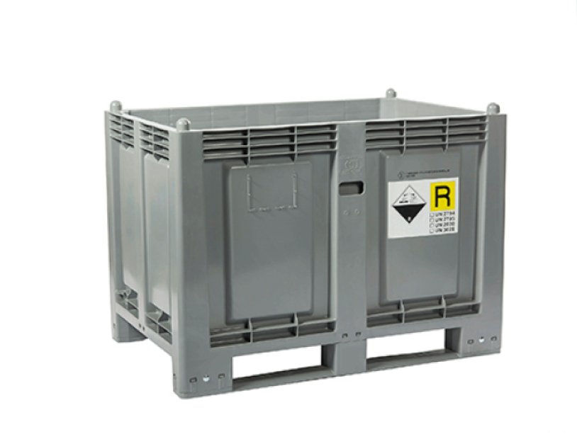 PLASTIC TRANSPORT BOX DIMENSIONS 1200 X 800 X 850 MM, 2 LINES, ATX GRAY FOR BATTERIES UN, 30185743N