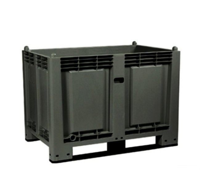 PLASTIC TRANSPORT BOX DIMENSIONS 1200 X 800 X 850 MM, 2 LINES, DARK GRAY, NOM. 30185764