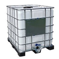 IBC CONTAINER 1000 L NEW WITHOUT UN, METAL / PLASTIC PALLET, FILLING HOLE 225 MM / REPLACEABLE FLAPS VALVE DN 50 MM