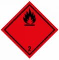 ADR SELF-ADHESIVE STICKER - CLASS 2.1 FLAMMABLE GASES NO. 2 - BLACK FLAME (10 x 10 CM) LABEL 29002