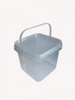 PP BUCKET 1 L SQUARE WITH FUSE INCL. LID TRANSPARENT/3600 PCS PALLET