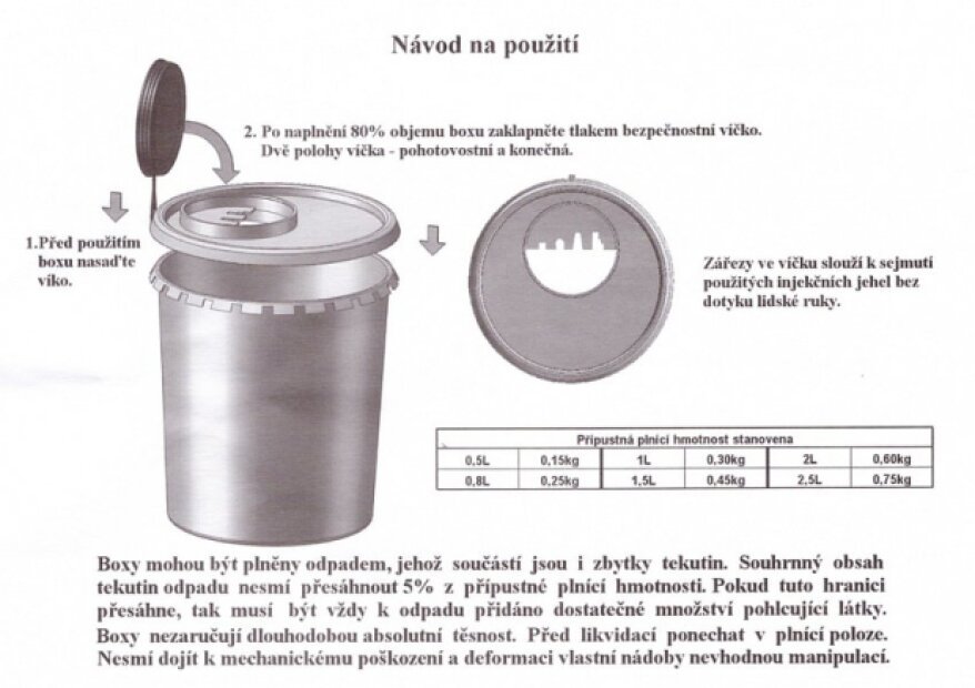 MEDICINAL WASTE TANK 0.8 L INCLUDING 195 x 98/76 MM (120KS / KARTON)(2)