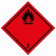 ADR SELF-ADHESIVE STICKER - CLASS 2.1 FLAMMABLE GASES NO. 2 - BLACK FLAME (10 x 10 CM) LABEL 29002