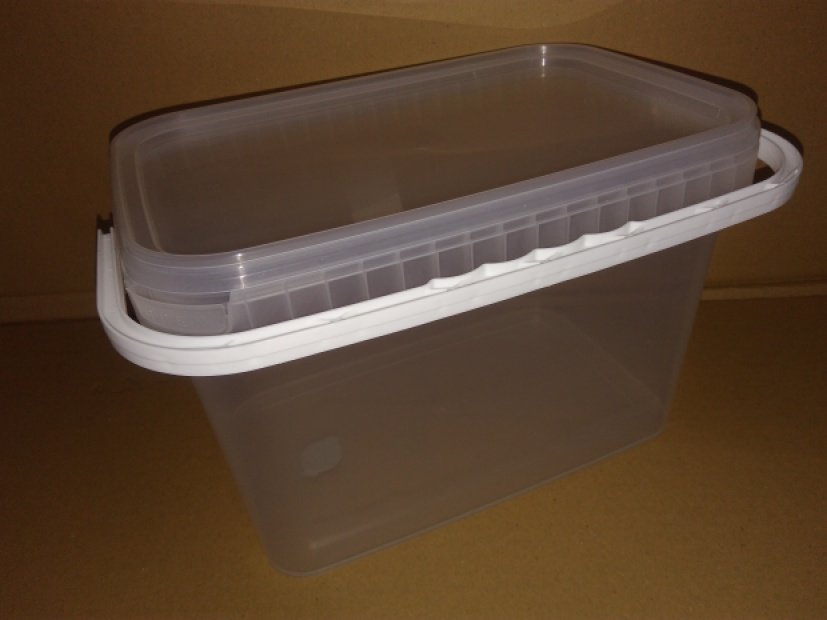 PP KBELÍL 3,5L RECTANGULAR WITH FUSE INCL. TRANSPARENT LID / 1260KS PALLET