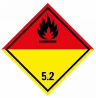 ADR SELF-ADHESIVE STICKER - CLASS 5.2 ORGANIC PEROXIDES - BLACK FLAME (10 x 10 CM) LABEL 290052