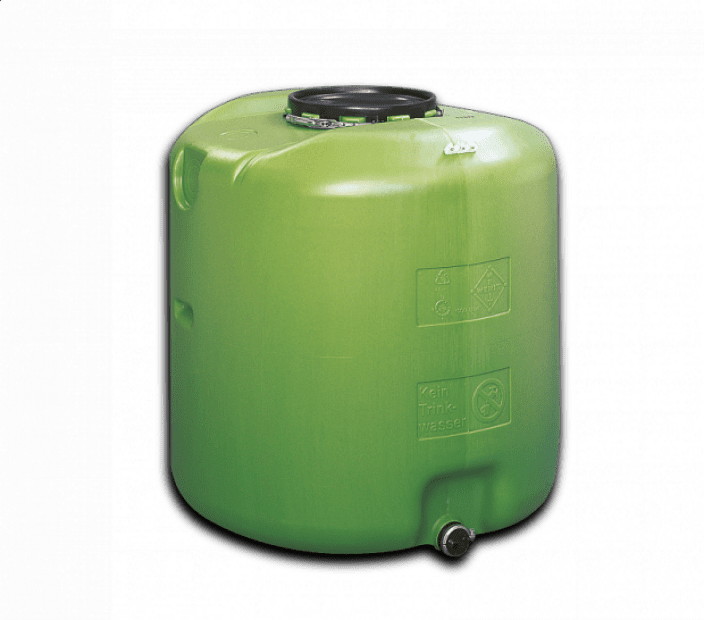 HDPE TANK 1000 L GREEN LID DN 400 MM GALVANIZED CLAMPING CIRCUIT