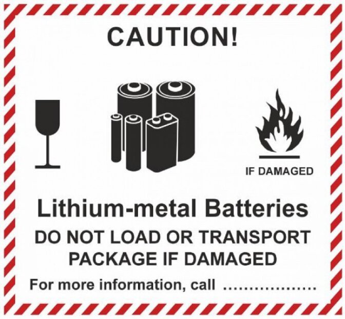 ADR STICKER - MARK FOR LITHIUM-ION BATTERIES - CAUTION! (12X11CM)(2)