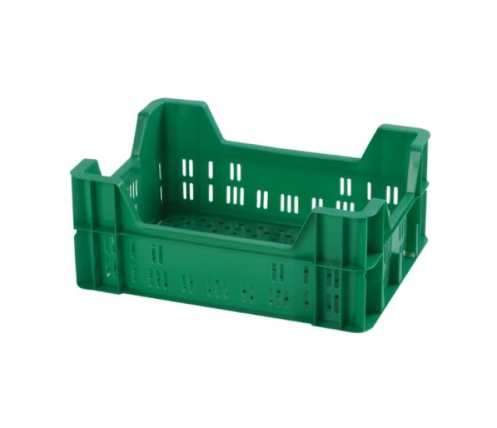 PLASTIC FRUIT AND VEGETABLE TRANSPORT 400 x 300 x 165 MM, GREEN