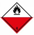 ADR SELF-ADHESIVE STICKER - CLASS 4.2 SELF-FLAMMABLE SUBSTANCES NO. 4 (10 x 10 CM) LABEL 290042