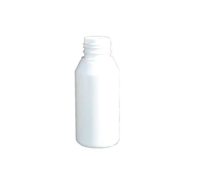 BOTTLE HDPE 100 ML WHITE NECK COLA DIM. CA Ø 44.50 X V103 MM, CA 12 G, WITHOUT CAP