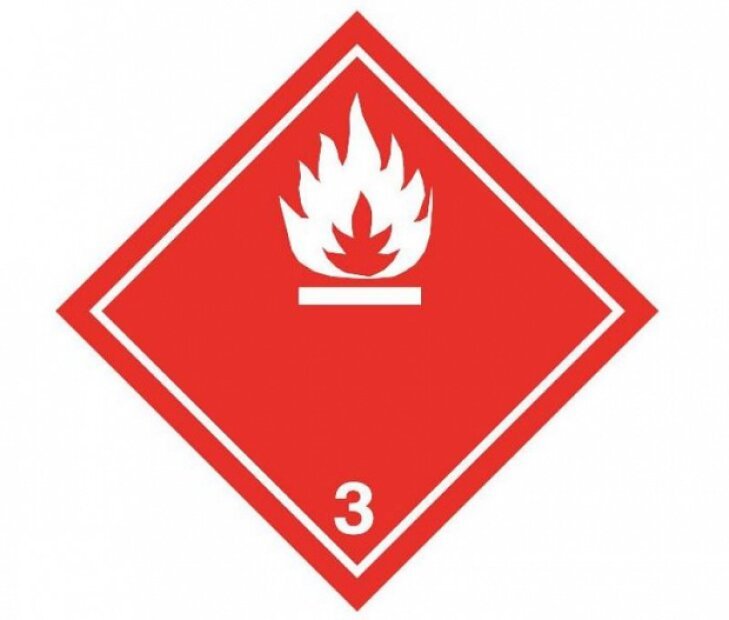 ADR SELF-ADHESIVE STICKER - FLAMMABLE LIQUIDS NO. 3 - WHITE FLAME (10 x 10 cm) LABEL 29003