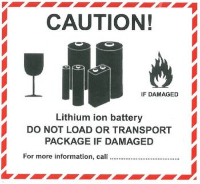 ADR STICKER - MARK FOR LITHIUM-ION BATTERIES - CAUTION! (12X11CM)