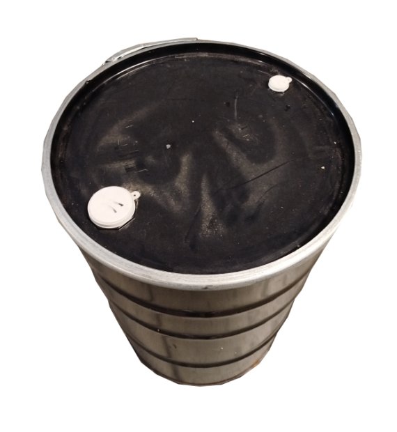 METAL BARREL 200 L USED WASHED OUTSIDE AND INSIDE PAINTED REMOVABLE LID + PLUGS LEVER CAP(2)